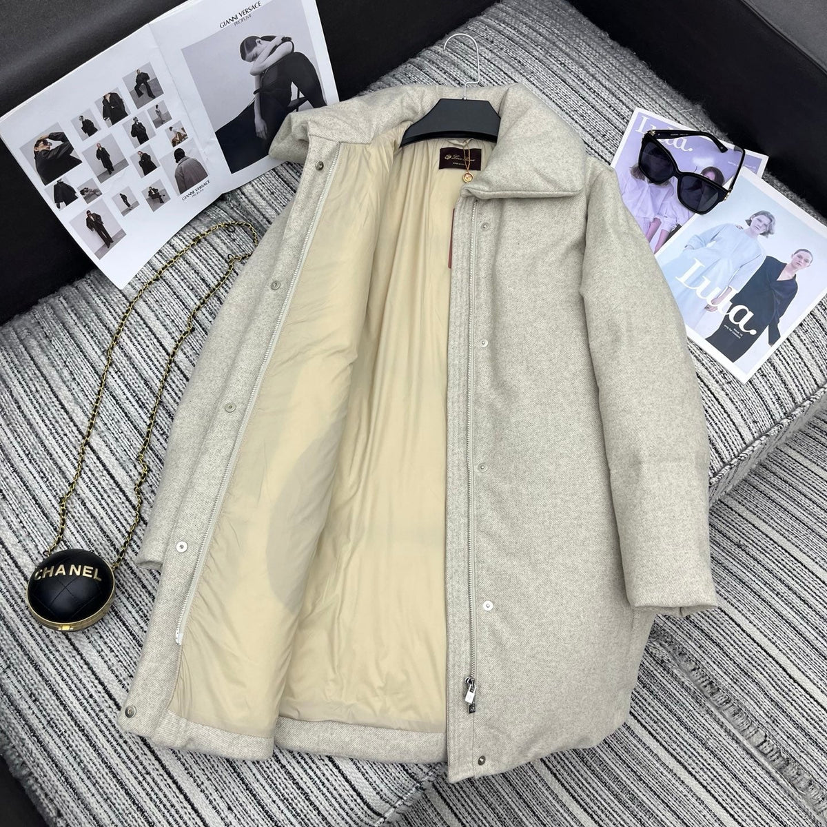 LP 25 Mid-Length Jacket Ivory Wool Fabric Down 308184