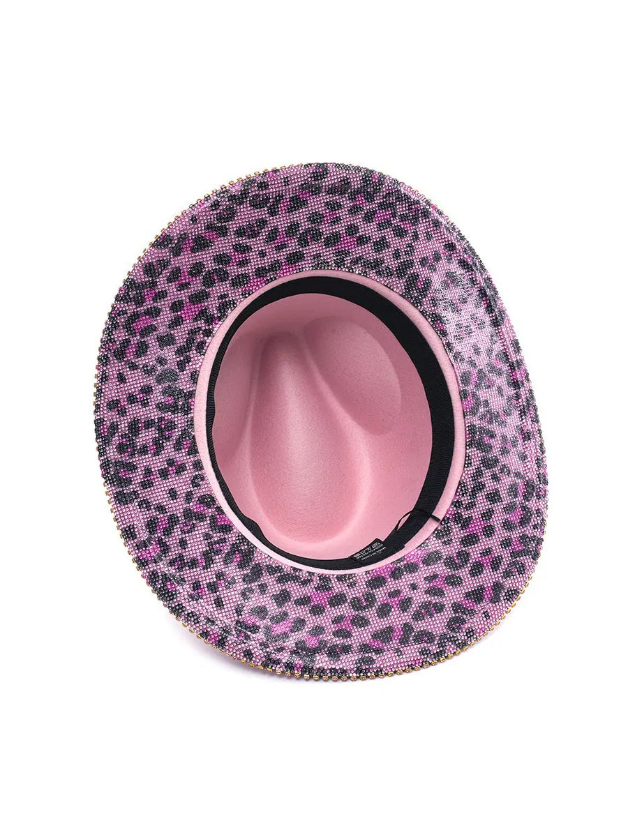 Liana Pink Rhinestone-Embellished Denim Hat