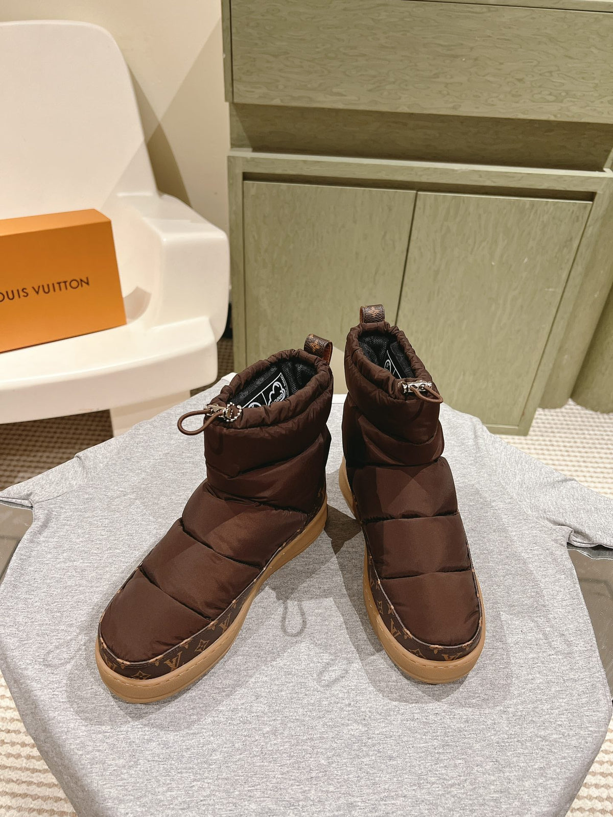 LV Cloud Ankle Boot Sneaker Brown Nylon Monogram Canvas
