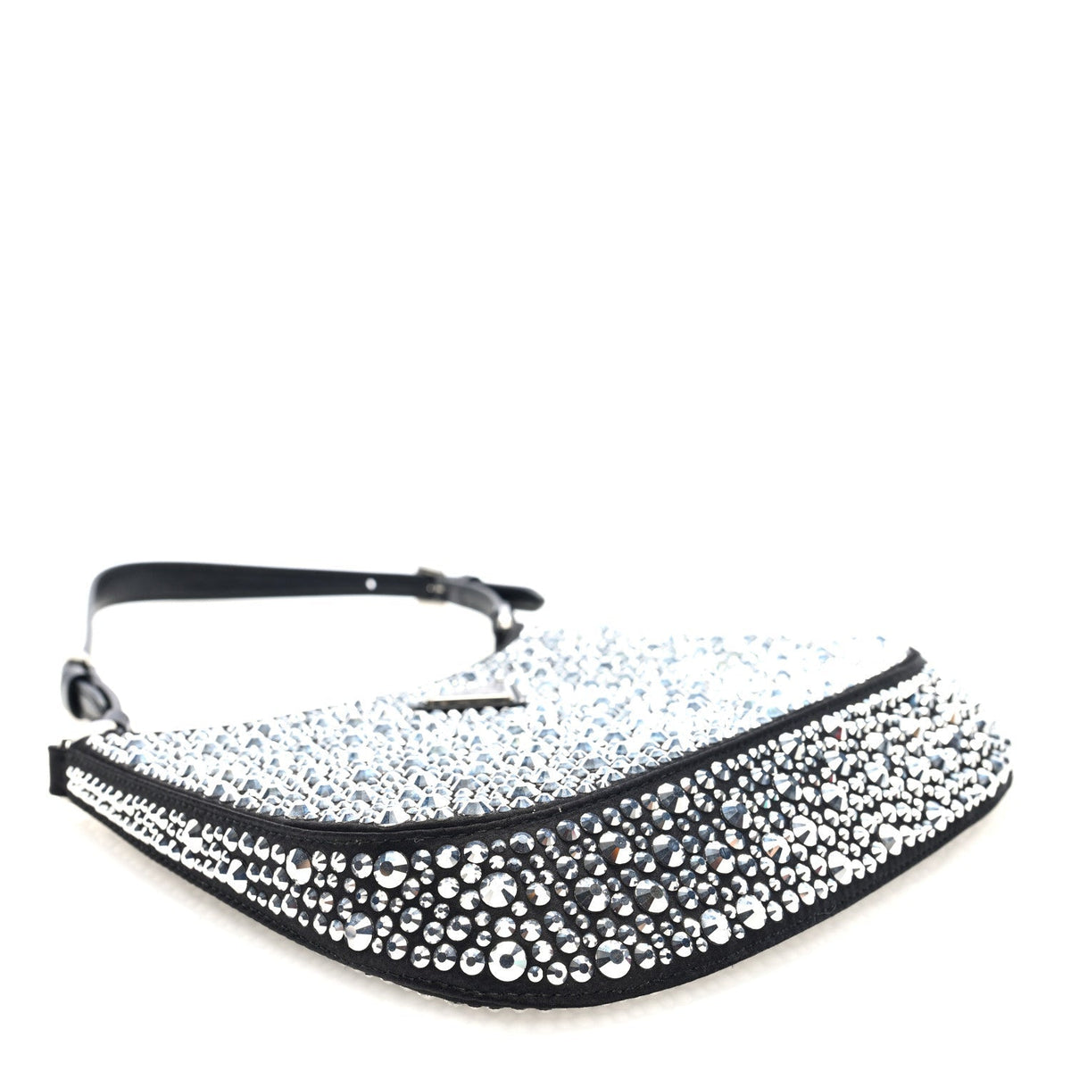 Satin Crystal Cleo Adjustable Strap Shoulder Bag Metal