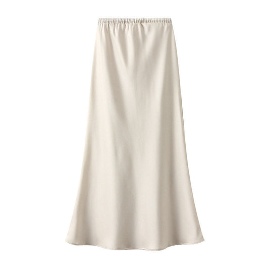 Elastic Waist Drawstring Mermaid Satin Skirt