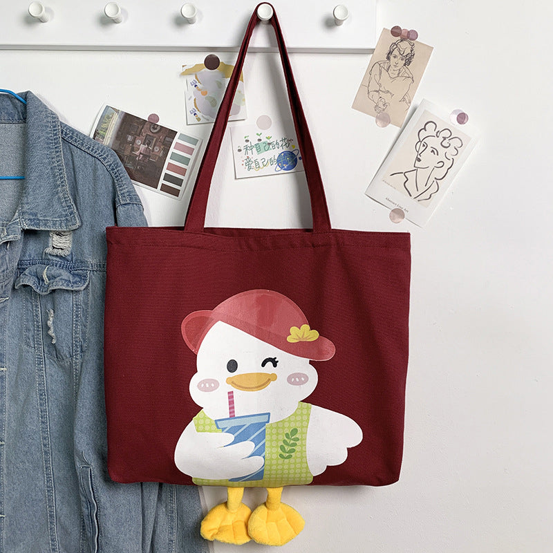 Cute Duck Pattern Large Capacity Canvas Bag
