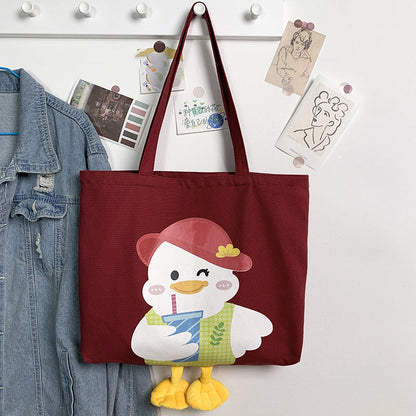 Cute Duck Pattern Large Capacity Canvas Bag