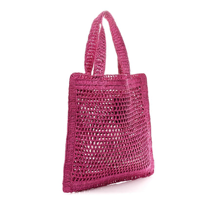 Raffia Summer Banana Tote Fuchsia Rose