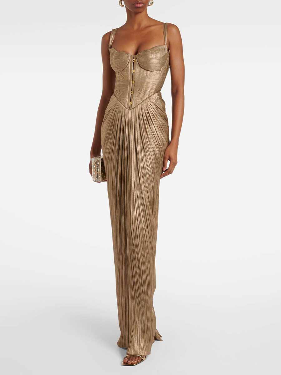 Mara Simple Pleated Maxi Dress