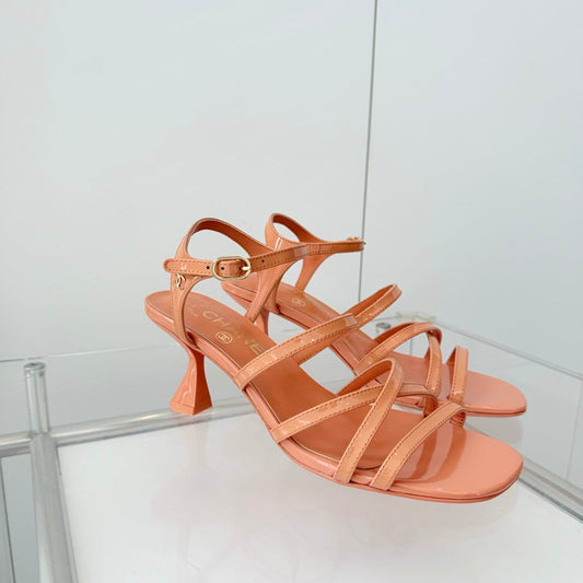 Chanel Cruise 26 Sandal 70mm Orange Lambskin 597355