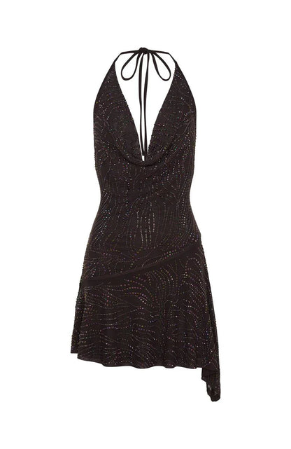 Wild Devotion Embellished Mini Dress Chocolate