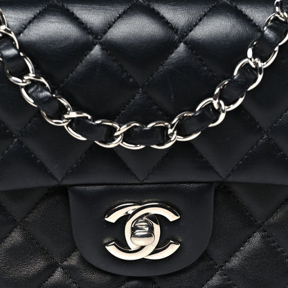 Lambskin Quilted Mini Rectangular Flap Black