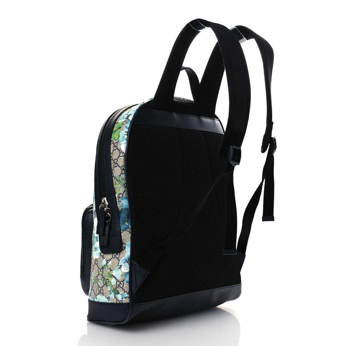 GG Supreme Monogram Blooms Medium Day Backpack Beige Blue Navy