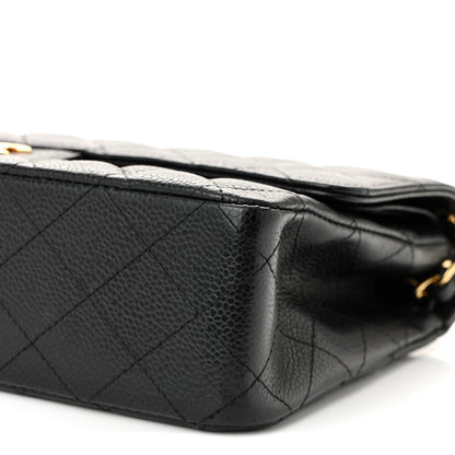 Caviar Quilted Medium Double Flap Black