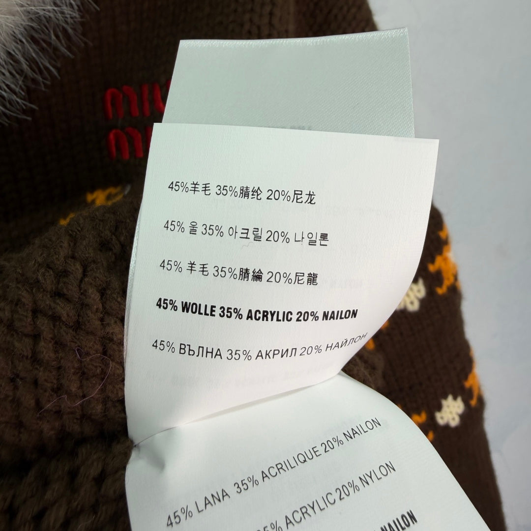 Miu 26s Isle Hooded Sweater Brown Wool 345074