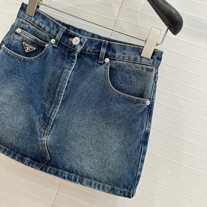 Prada 25 Denim Skirt Blue Cotton