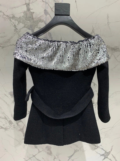 YSL 25S OFF-SHOULDER SEQUIN JACKET STYLE 185