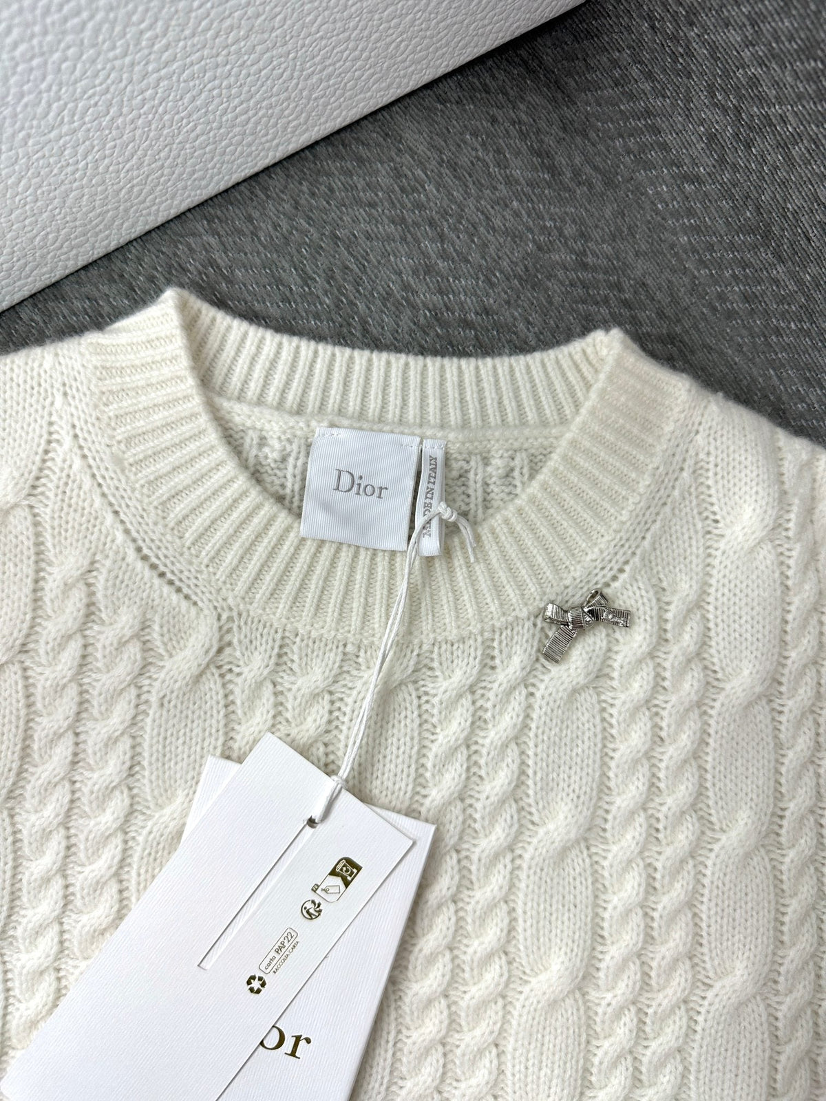 CD Sweater Beige Cashmere Twisted Knit 345309