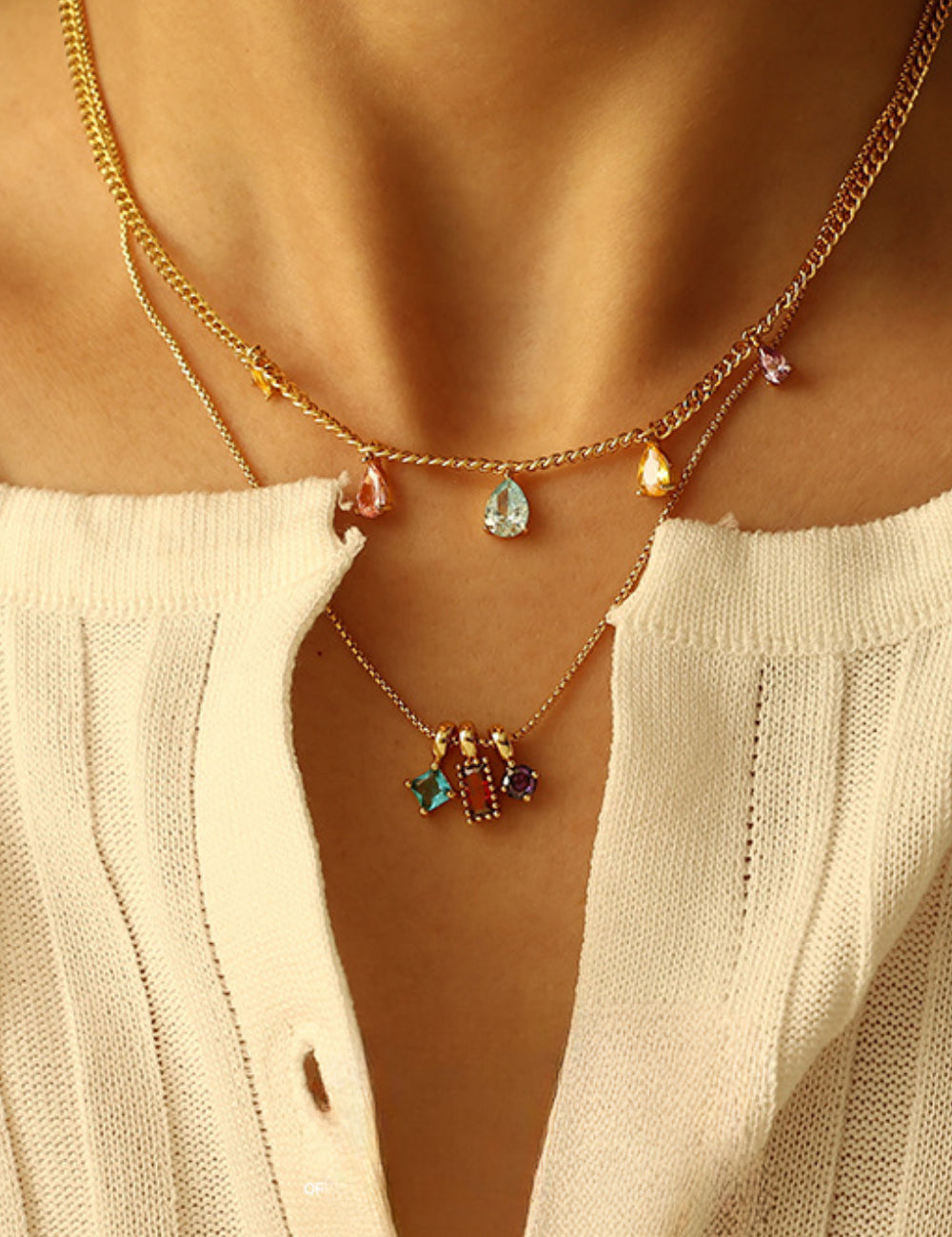 Elegant Colourful Diamond Necklace