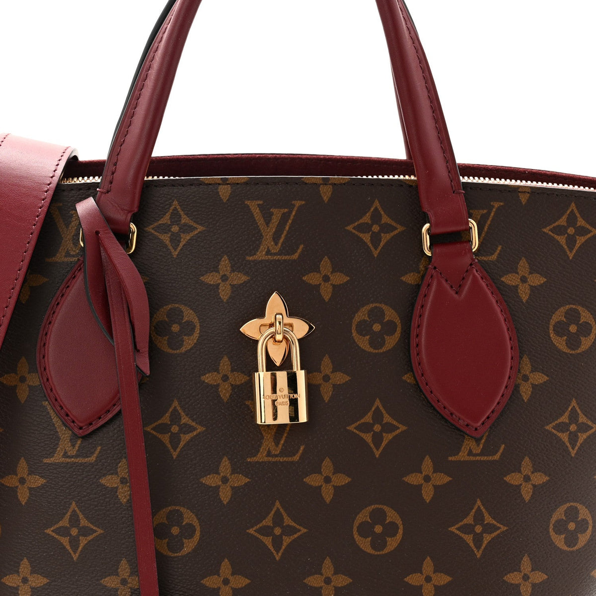 Monogram Flower Zipped Tote MM Bordeaux