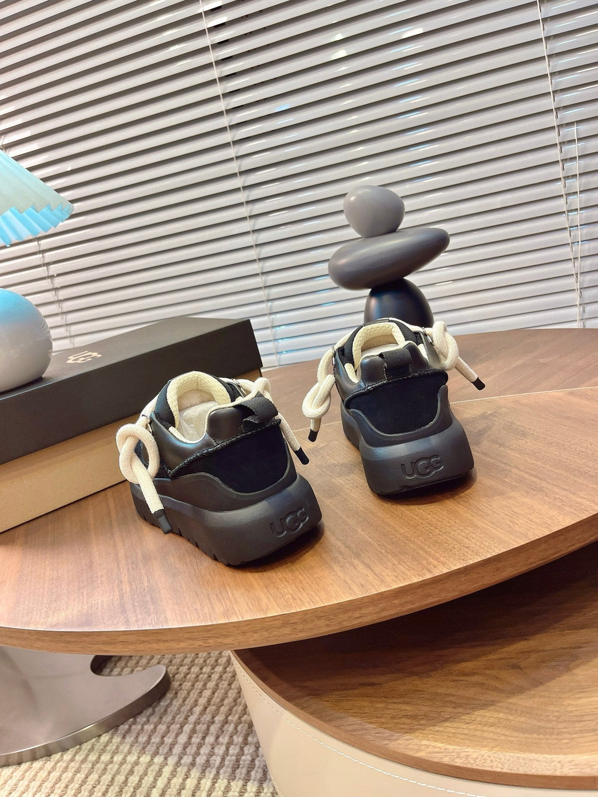 UGG Heritage Utility Sneakers Cream Black Suede Cowhide