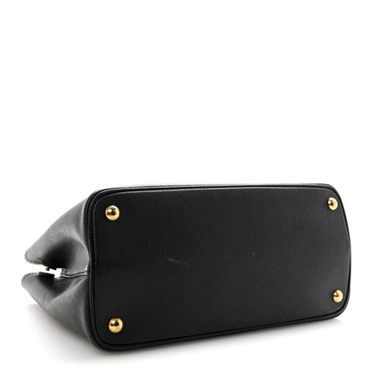 Saffiano Cuir Small Double Bag Black