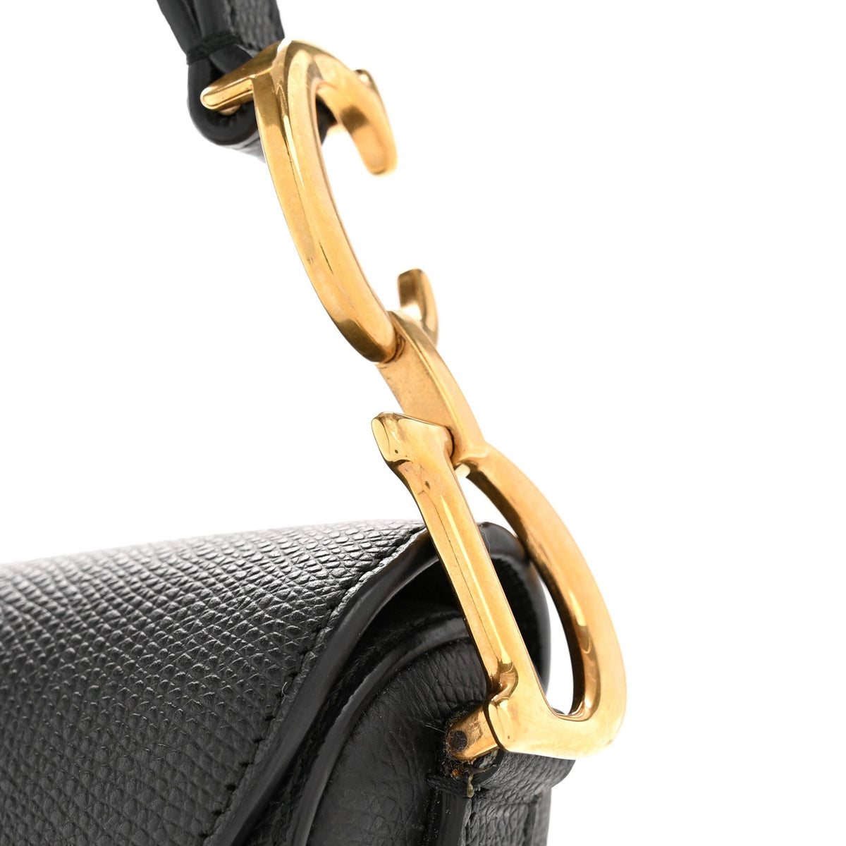 Grained Calfskin Mini Saddle Bag Black