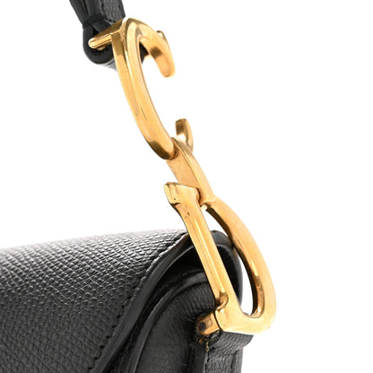 Grained Calfskin Mini Saddle Bag Black