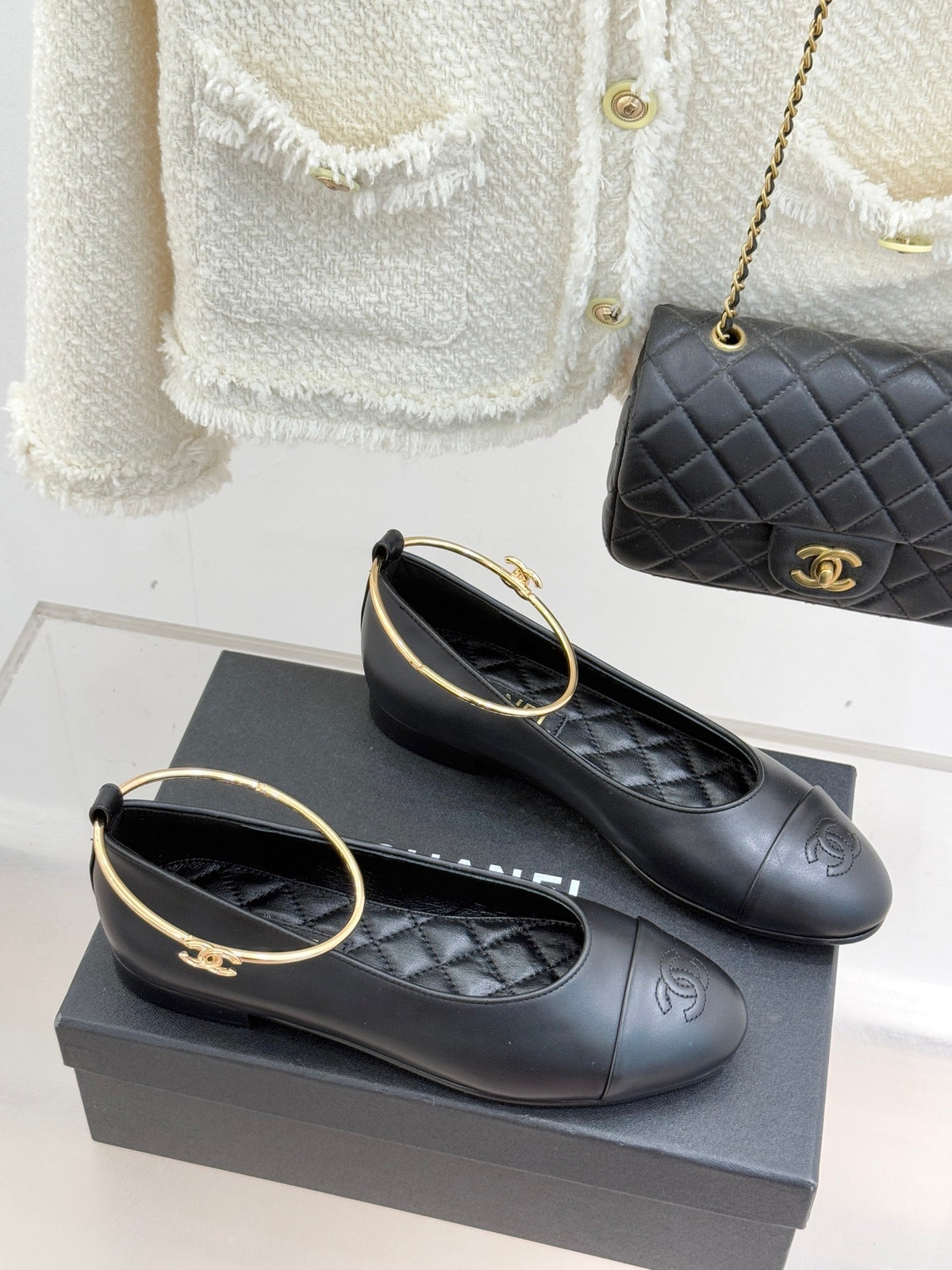 CC 26C Ribbon Double C Camellia Mary Jane Black Lambskin