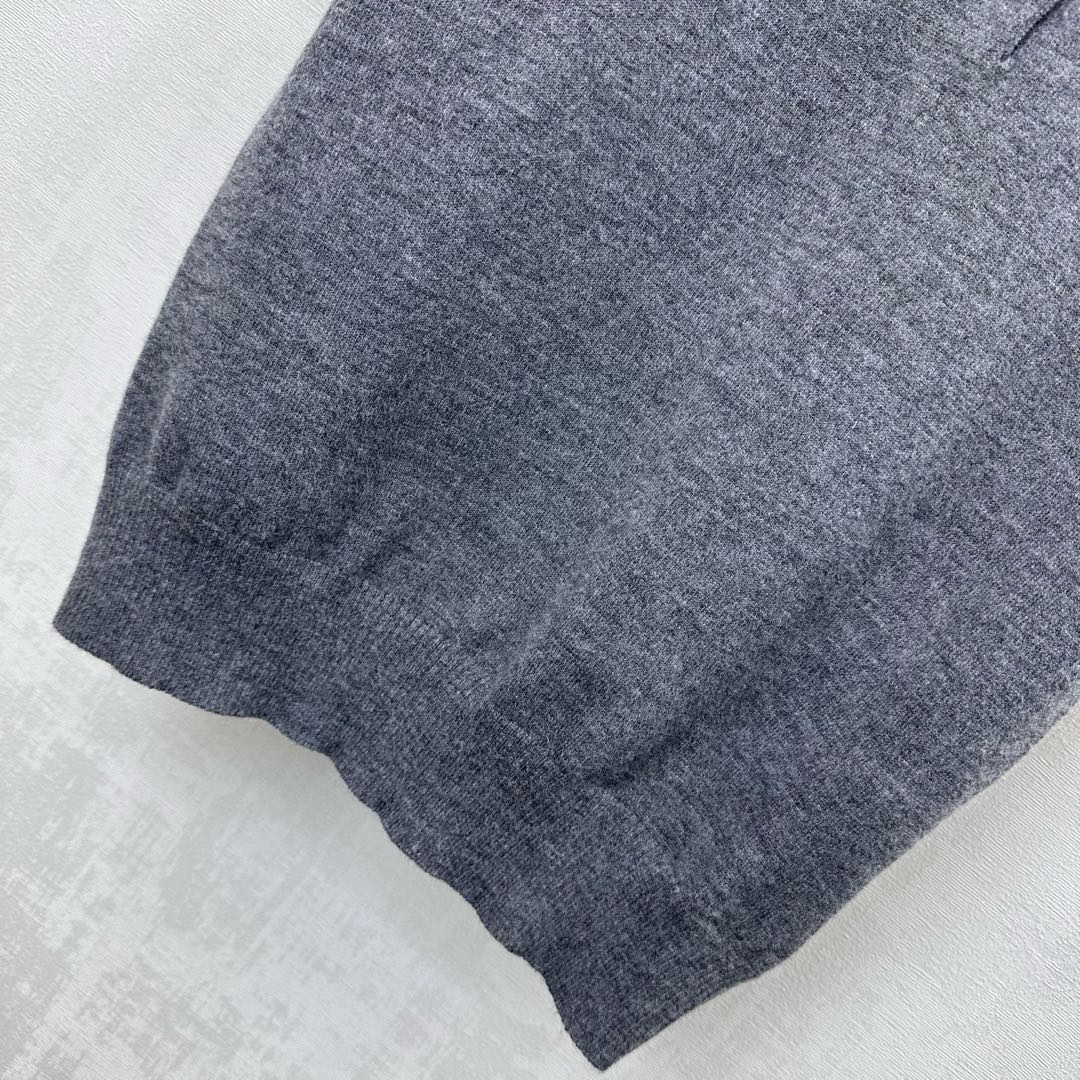 Miu Cashmere Polo Slate Gray Wool 350385