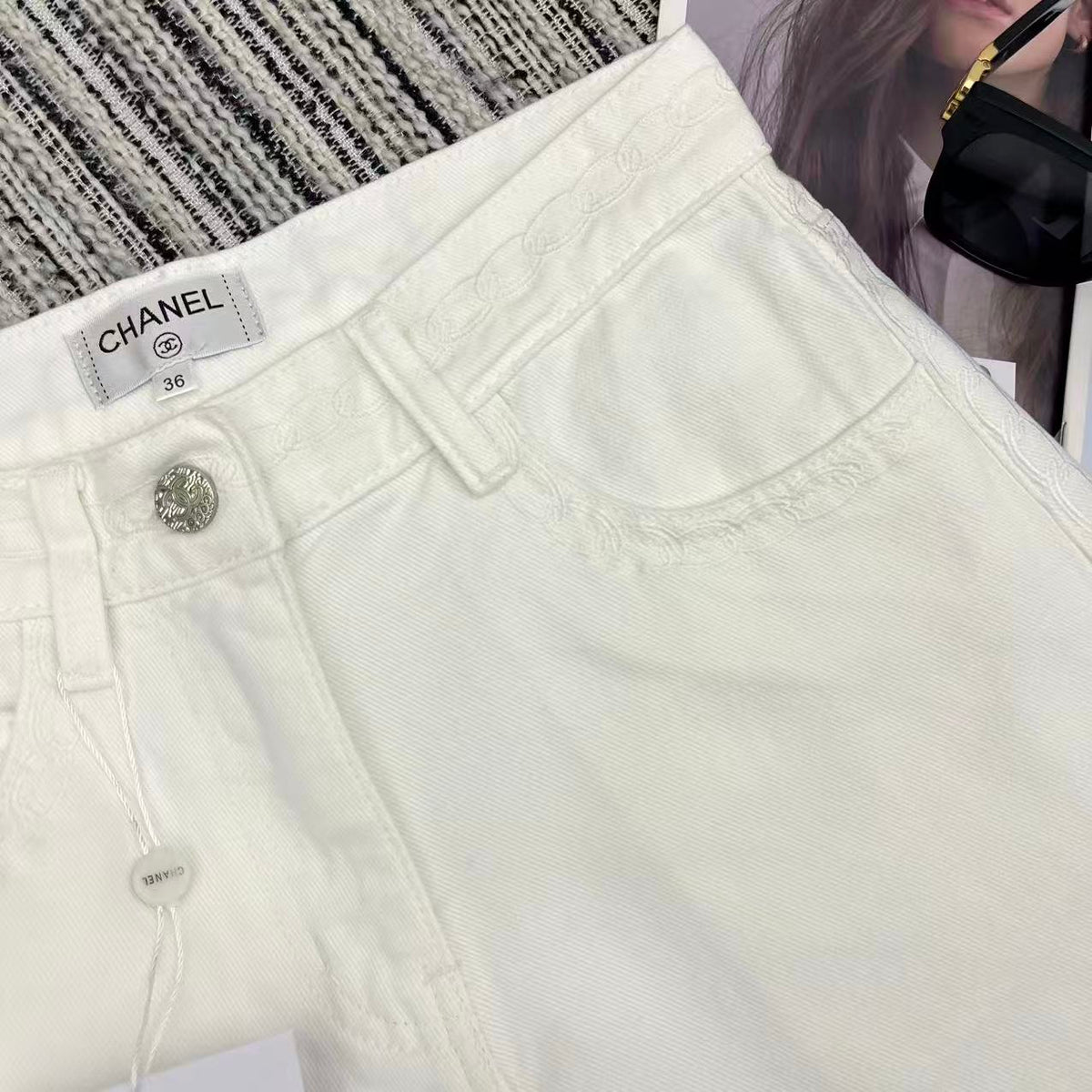 CC Denim Short Pants White Jeans 349028