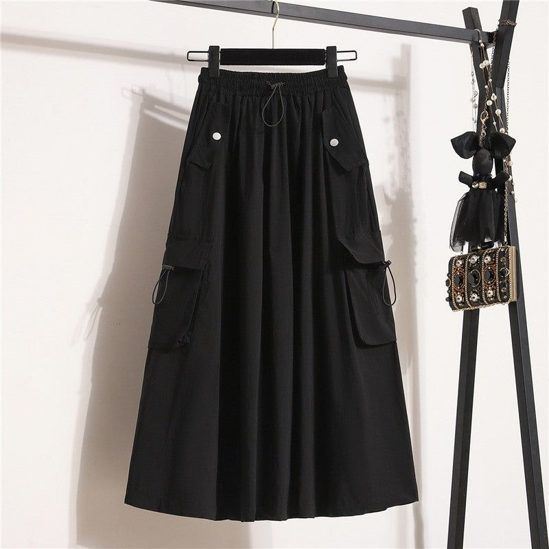 Casual Slim A-Line Drawstring High Waist Skirt