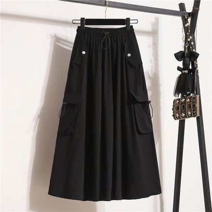 Casual Slim A-Line Drawstring High Waist Skirt