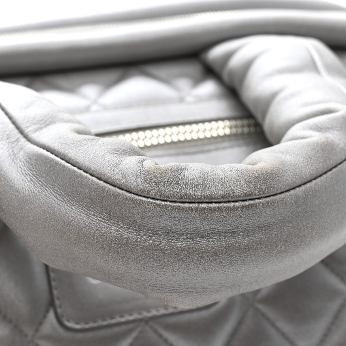 Metallic Lambskin Quilted Coco Cocoon Bowler Silver