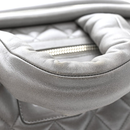 Metallic Lambskin Quilted Coco Cocoon Bowler Silver