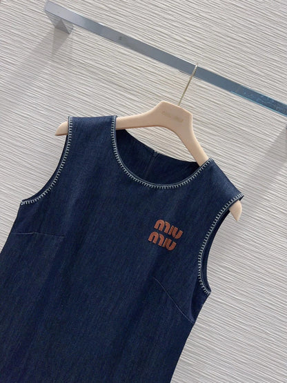 Miumiu 2026 Vest Dress Blue Cotton