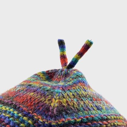 Colorful Knit Long Tassel Warm Ear Flap Beanie