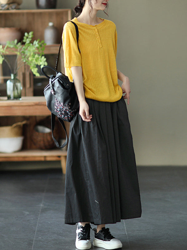 Vintage Casual Loose Ramie Cotton Wide Leg Pants