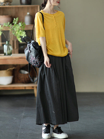 Vintage Casual Loose Ramie Cotton Wide Leg Pants