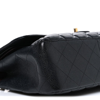 Caviar Quilted Jumbo Double Flap Black