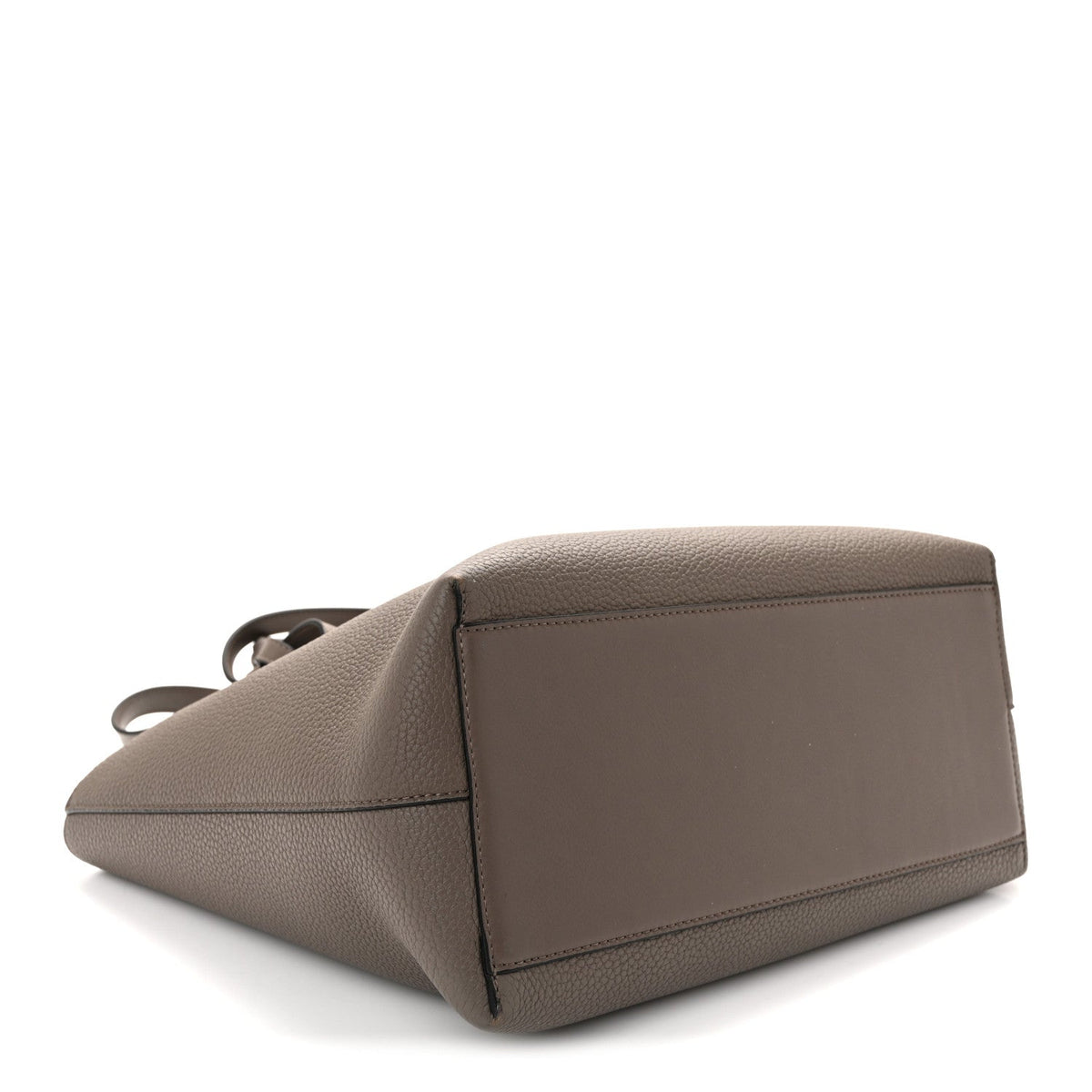 Grained Calfskin Small Anagram Tote Dark Taupe