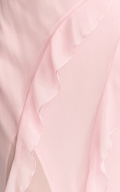 Connie Midi Dress - Ruffle Detail Dress in Pink