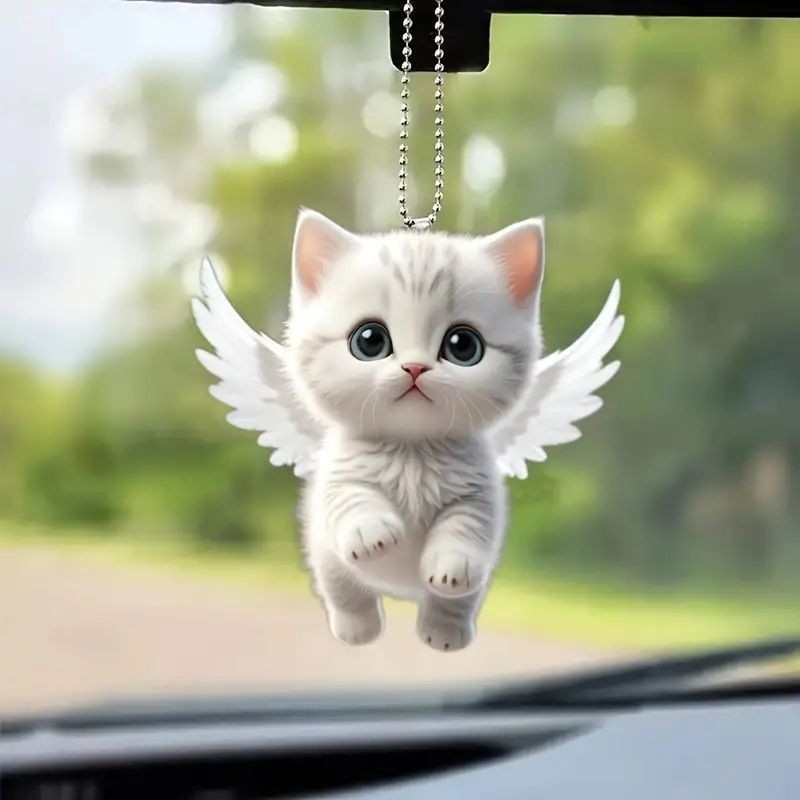 Blue Cat Car Interior Keychain Bag Hanger