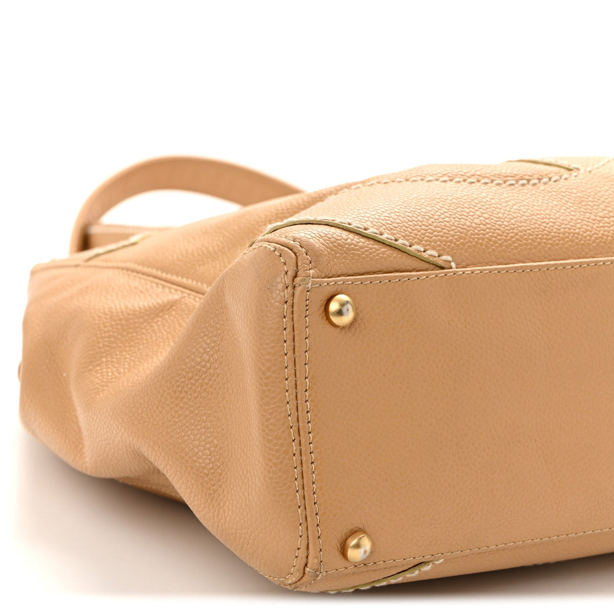 Caviar CC Stitched Medium Tote Beige
