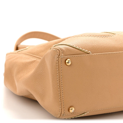 Caviar CC Stitched Medium Tote Beige