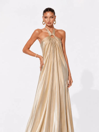 Mila Elegant Loose Halter-Neck Maxi Dress