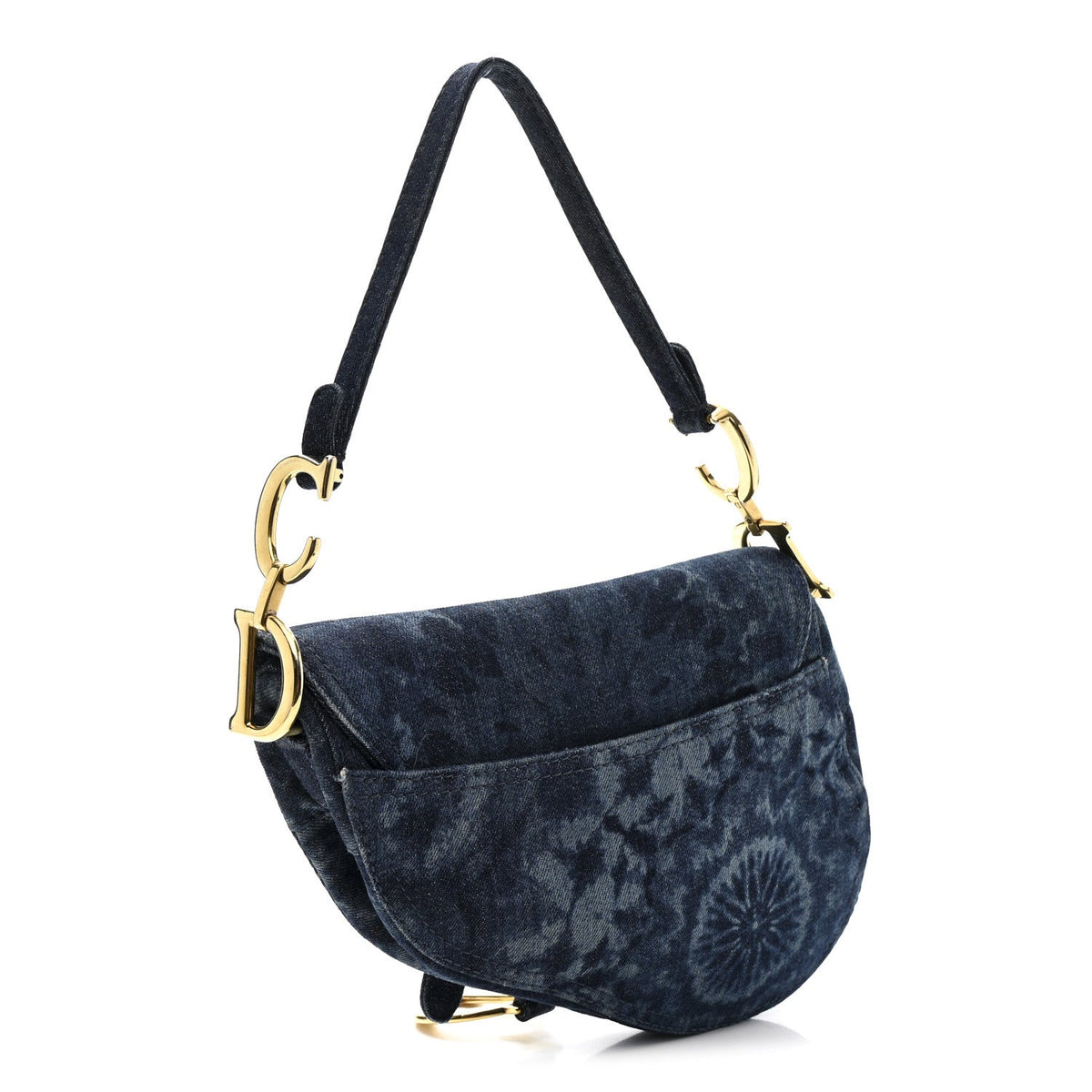 Denim Tie Dye Saddle Bag Blue