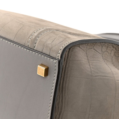 Crocodile Embossed Nubuck Medium Phantom Luggage Grey