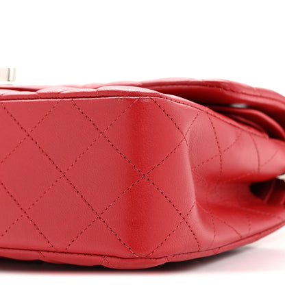 Lambskin Quilted Small Double Flap Dark Red
