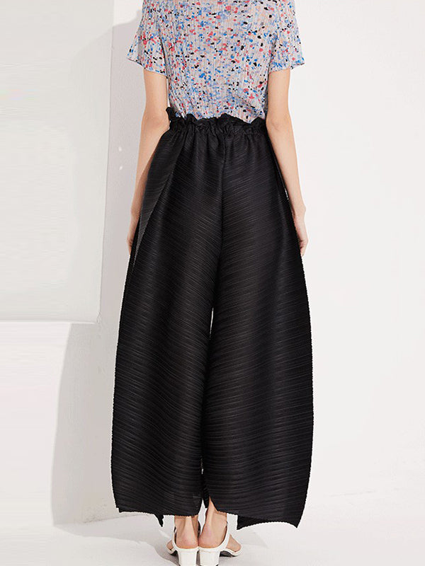Loose Wide Leg  Pleated Casual Pants Bottoms