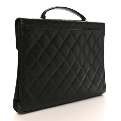 Caviar Quilted Briefcase Laptop Bag Black