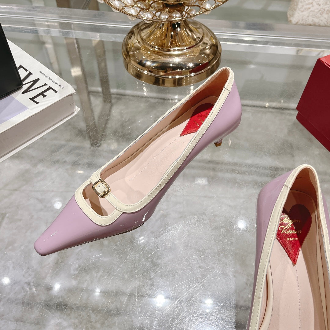 Viv Canard Pumps 55 Violet White Patent Leather