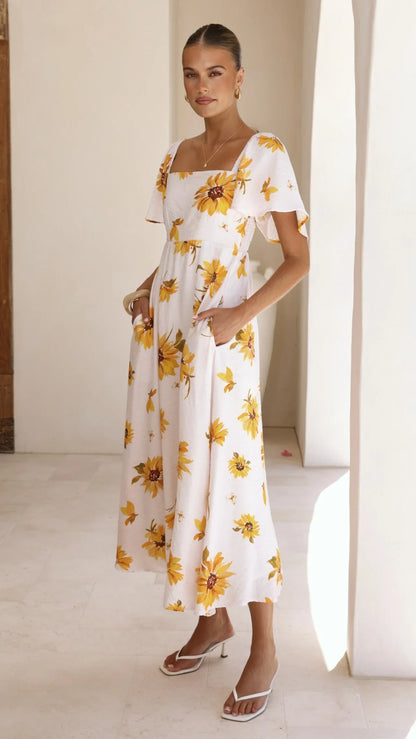 Vivian Maxi Dress - Sunflower Print