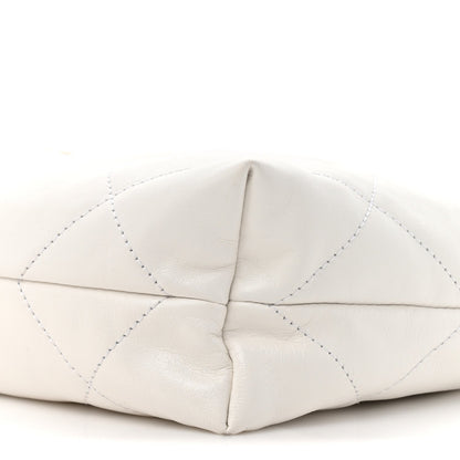 Shiny Calfskin Quilted Small Chanel 22 White